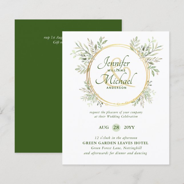 CONVITE DE CASAMENTO Verde Verde (Frente/Verso)