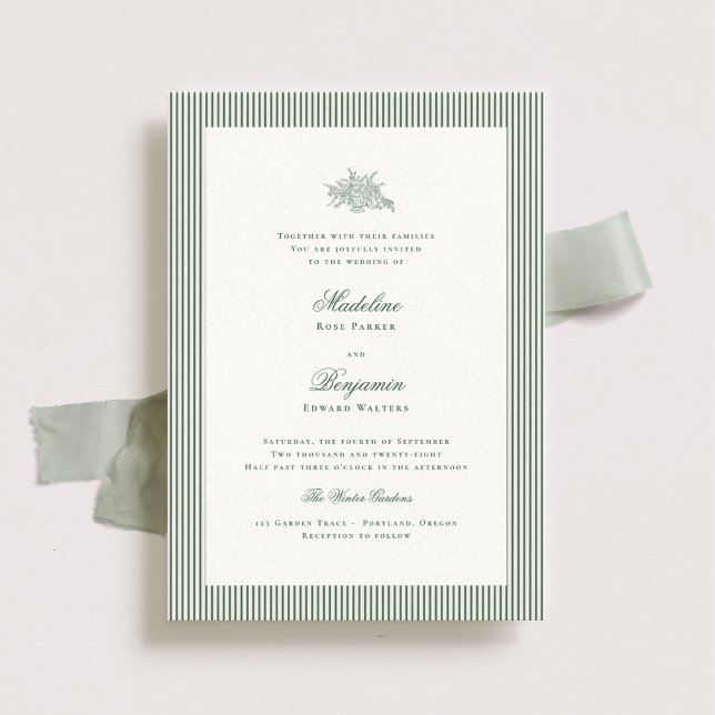 Convite de Casamento Verde Whitford Hunter (Criador carregado)
