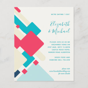 Convite de casamento Vermelho Abstrato de Turquois