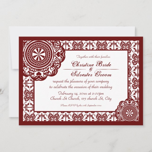 Convite de casamento Vermelho Árabe, 5x7 (Frente)