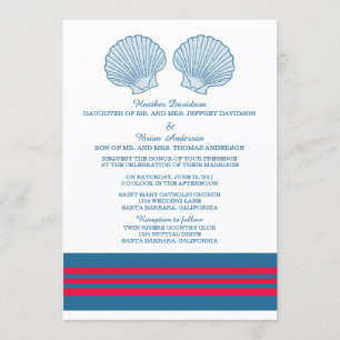 Convite de casamento Vermelho Azul de Costelas Ná