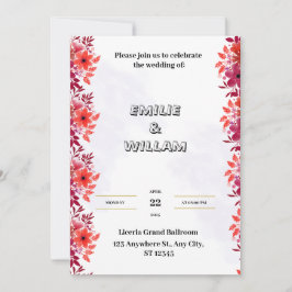 Convite de Casamento Vermelho com Aquarela Estétic