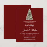 Convite de casamento Vermelho de Árvore de Natal E