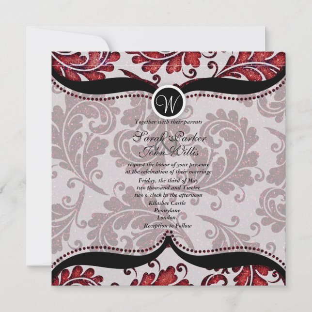 Convite de casamento vermelho de Paisley do (Frente)