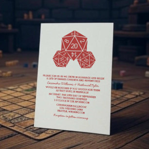 Convite de casamento vermelho dos dados D20