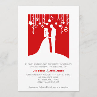 Convite de casamento vermelho e branco na moda