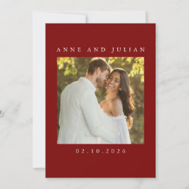 Convite de Casamento Vermelho Minimalista com uma 