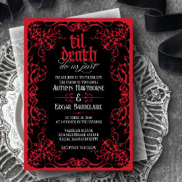 Convite de Casamento Vermelho Preto Til Death Góti