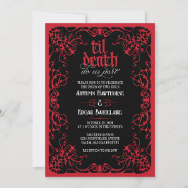 Convite de Casamento Vermelho Preto Til Death Góti