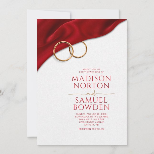 Convite de Casamento Vermelho Veludo (Frente)