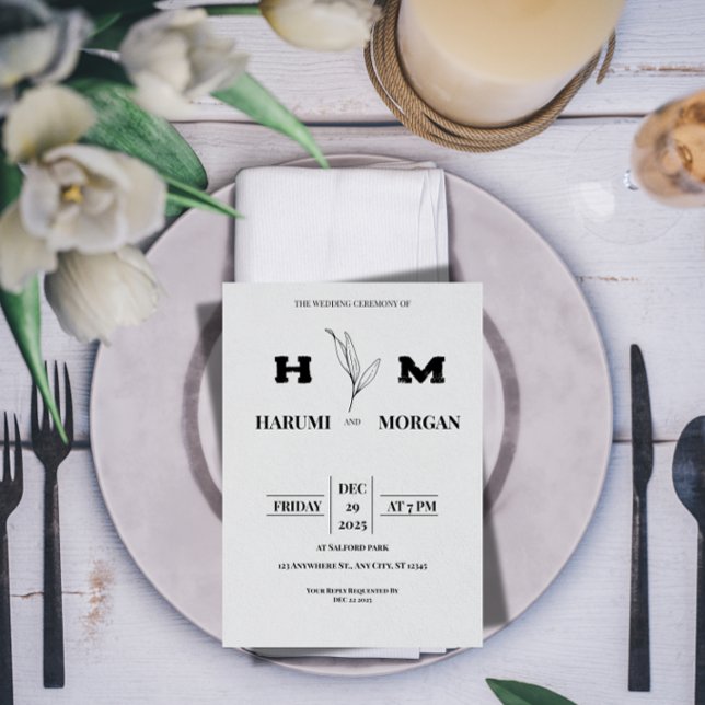 Convite de Casamento Vertical Moderno (Criador carregado)
