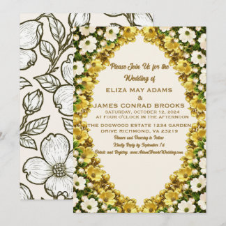 Convite de Casamento Vertical Virginia Dogwood