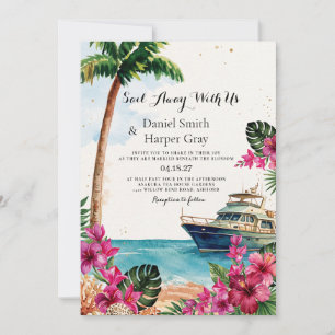 Convite de Casamento Viagem Tropical Navio de Cruz