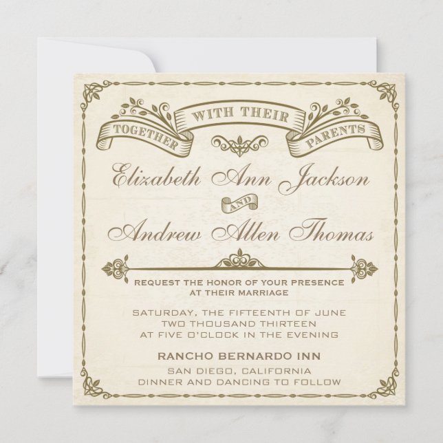 Convite de Casamento Vintage (Frente)