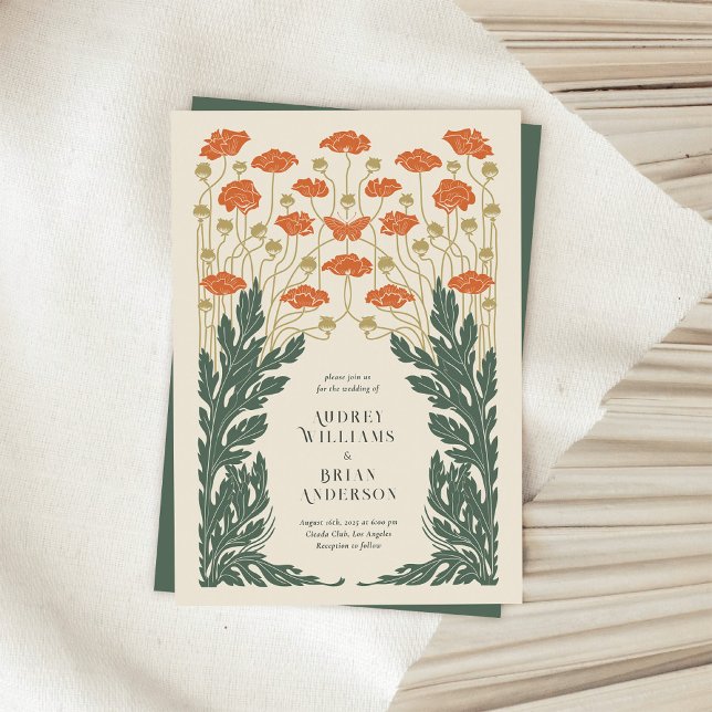 Convite de Casamento Vintage Art Nouveau (Criador carregado)