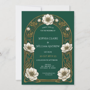 Convite de Casamento Vintage Art Nouveau Inspirado