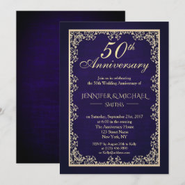 Convite de Casamento Vintage Azul Real para Aniver