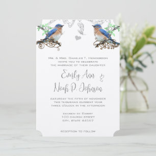 Convite de Casamento Vintage Bluebirds #2