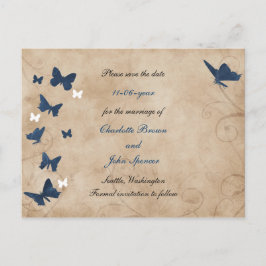 convite de casamento vintage borboleta save the da