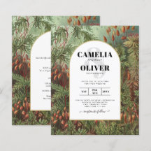 Convite de casamento Vintage Botanical Green Terra