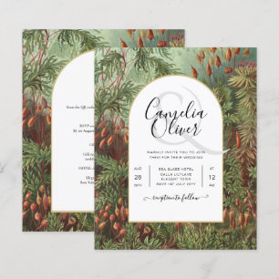 Convite de casamento Vintage Botanical Green Terra