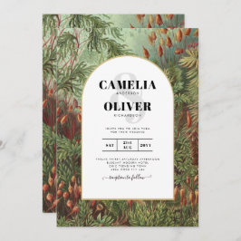 Convite de casamento Vintage Botanical Green Terra