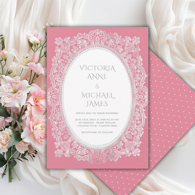 Convite de Casamento Vintage Caprichoso com Renda  (Criador carregado)