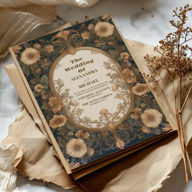 Convite de Casamento Vintage com Flores Silvestres (Criador carregado)