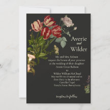 Convite de casamento vintage com um padrão floral