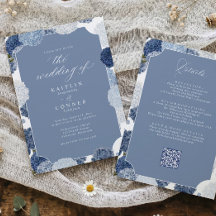 Convite de Casamento Vintage de Hortênsia Azul Emp