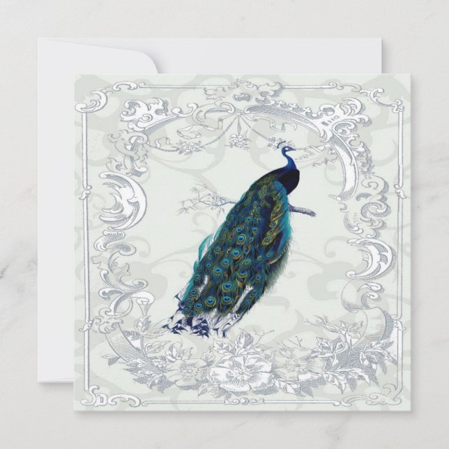 Convite de casamento vintage deslumbrante do Pavão (Frente)