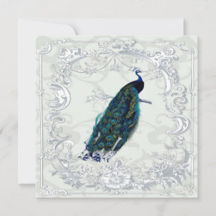 Convite de casamento vintage deslumbrante do Pavão