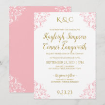 Convite de Casamento Vintage Elegante | Rosa & Dou