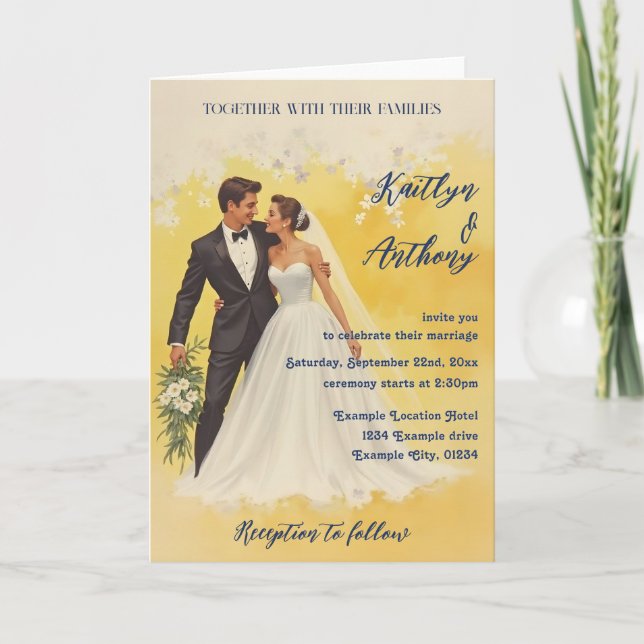Convite de Casamento Vintage Estilo Belle Époque (Frente)