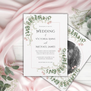 Convite de Casamento Vintage Floral Caprichoso Ros