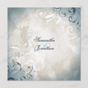 Convite De Casamento Vintage Foliage & Swirl