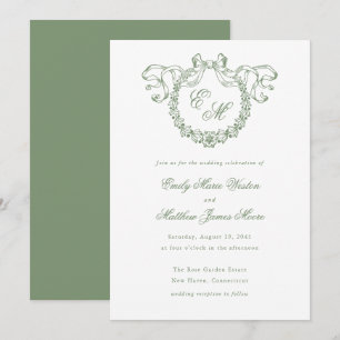 Convite de Casamento Vintage Francês com Coroa de 