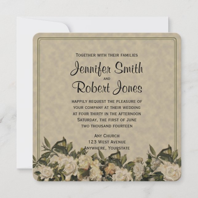 Convite De Casamento Vintage Gardenia (Frente)