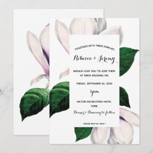 convite de casamento vintage magnolia floral