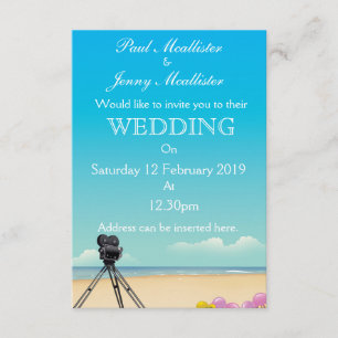 Convite de casamento Vintage Movie Camera