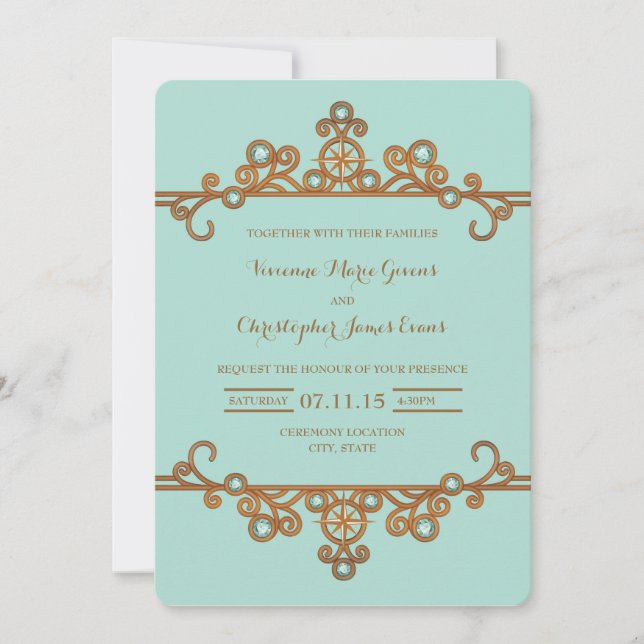 Convite de casamento| Vintage náutico (Frente)