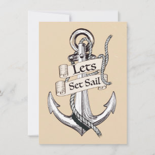 convite de casamento vintage náutico vamos levanta