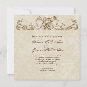 Convite De Casamento Vintage Peacock & Etchings