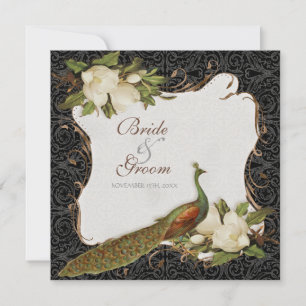 Convite de casamento Vintage Peacock & Magnolia Sw