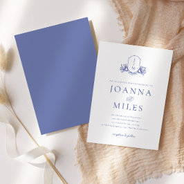 Convite De Casamento Vintage Periwinkle Crest
