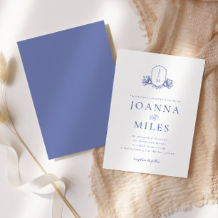 Convite De Casamento Vintage Periwinkle Crest