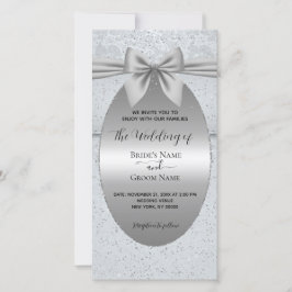 Convite de Casamento Vintage Prata com Laço