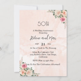Convite de Casamento Vintage Rosa Creme para Anive