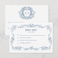 Convite de Casamento Vintage Rosa Espalhada Azul,