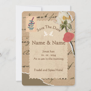 Convite de Casamento Vintage Rose